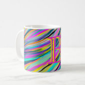 Trendy Multicolor Neon Psychedelic Monogram Koffiemok (Voorkant links)