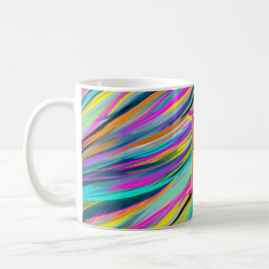 Trendy Multicolor Neon Psychedelic Monogram Koffiemok (Links)