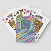 Trendy Multicolor Neon Psychedelic Monogram Roze Pokerkaarten (Achterkant)