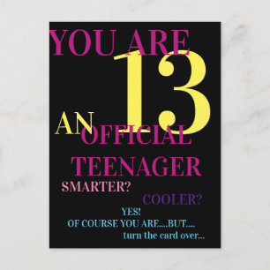 Trendy Multicolor Official Teenager 13th Birthday Briefkaart
