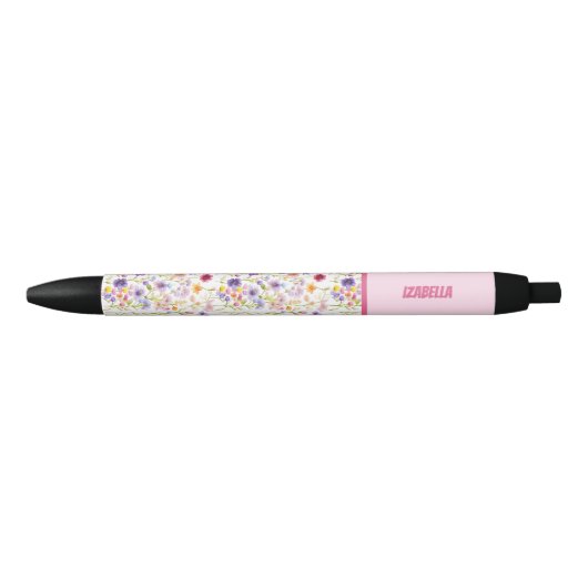 Trendy Multicolour Wild Spring Bloemen Bloemen Blo Zwarte Inkt Pen (Voorkant)