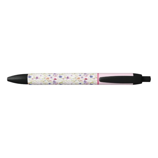 Trendy Multicolour Wild Spring Bloemen Bloemen Blo Zwarte Inkt Pen (Achterkant)