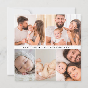 Trendy multifoto minimalistisch modern Baby shower Bedankkaart
