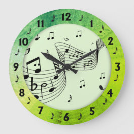 Trendy Music Green Round Wall Grote Klok