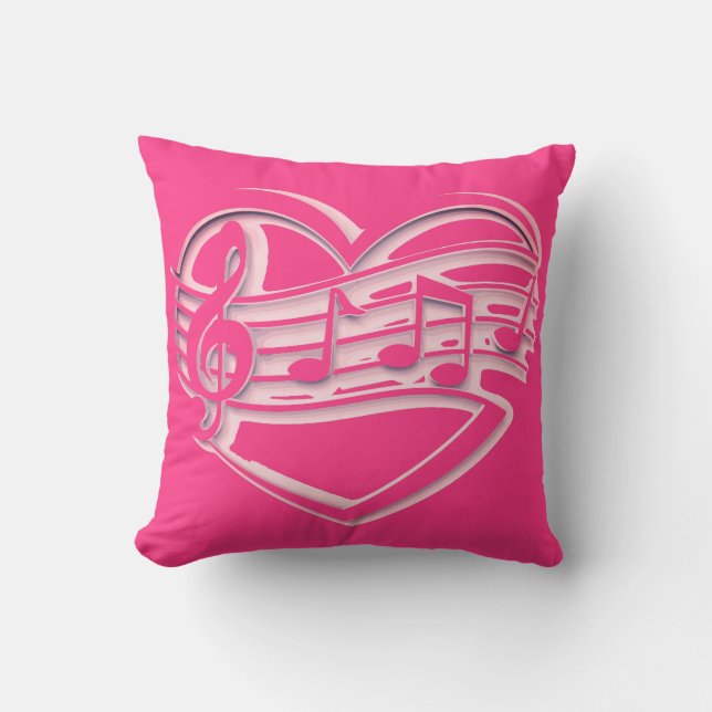 Trendy Music hart roze gooien kussen (Voorkant)