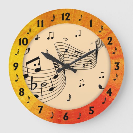Trendy Music Tangerine Round Wall Grote Klok (Voorkant)