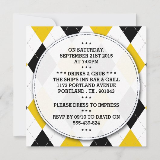 Trendy Mustache Bachelor Party Kaart (Achterkant)