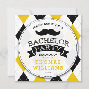 Trendy Mustache Bachelor Party Kaart