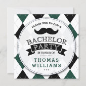 Trendy Mustache Bachelor Party Kaart (Voorkant)