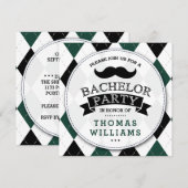 Trendy Mustache Bachelor Party Kaart (Voorkant / Achterkant)