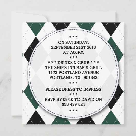 Trendy Mustache Bachelor Party Kaart (Achterkant)