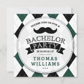 Trendy Mustache Bachelor Party Kaart (Voorkant)