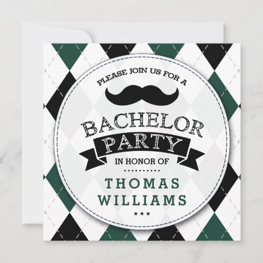 Trendy Mustache Bachelor Party Kaart (Voorkant)