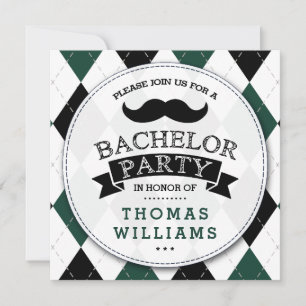 Trendy Mustache Bachelor Party Kaart