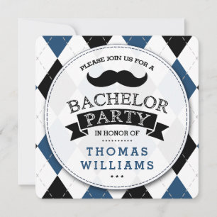 Trendy Mustache Bachelor Party Kaart