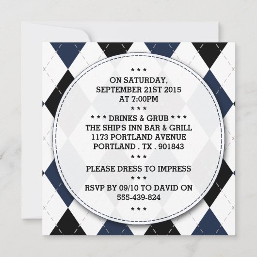 Trendy Mustache Bachelor Party Kaart (Achterkant)