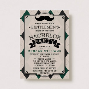 Trendy Mustache Bachelor Party Kaart