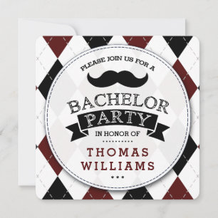 Trendy Mustache Bachelor Party Kaart