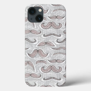 Trendy Mustache Pattern iPhone 13 Hoesje