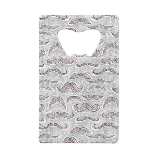 Trendy Mustache Pattern Creditkaart Flessenopener (Achterkant)
