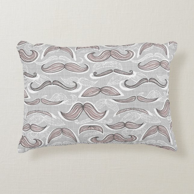 Trendy Mustache Pattern Decoratief Kussen (Voorkant)