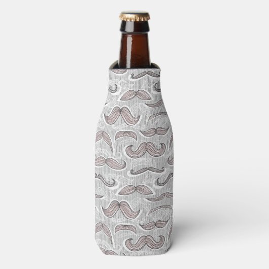 Trendy Mustache Pattern Flesjeskoeler (Fles Voorkant)