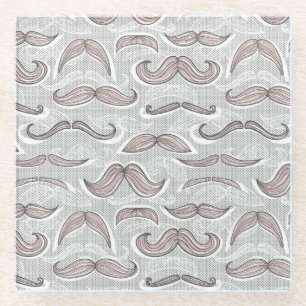 Trendy Mustache Pattern Glazen Onderzetter