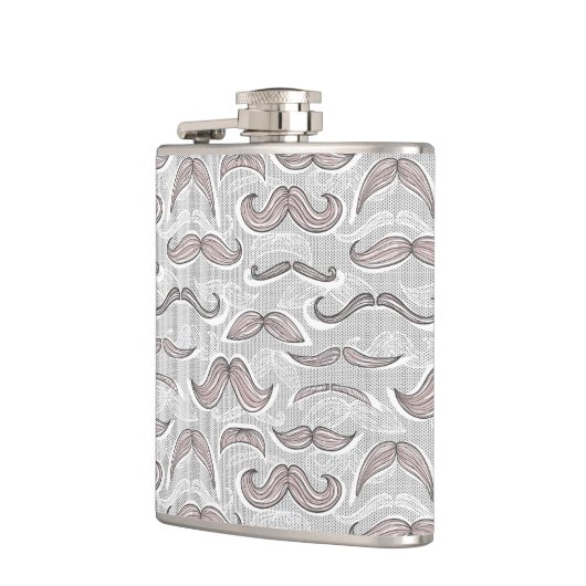 Trendy Mustache Pattern Heupfles (Links)