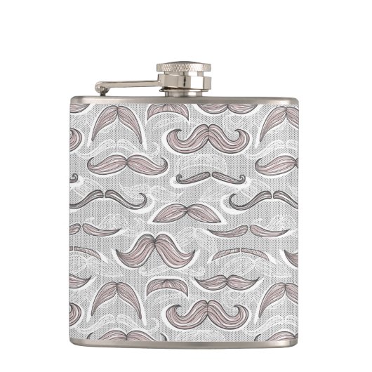 Trendy Mustache Pattern Heupfles (Voorkant)