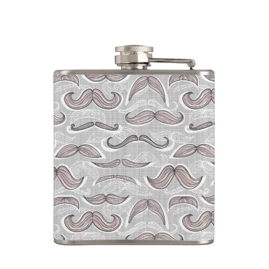 Trendy Mustache Pattern Heupfles (Achterkant)