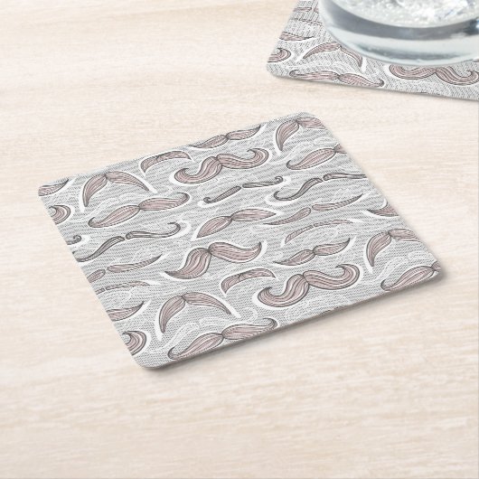 Trendy Mustache Pattern Kartonnen Onderzetters (Schuin)
