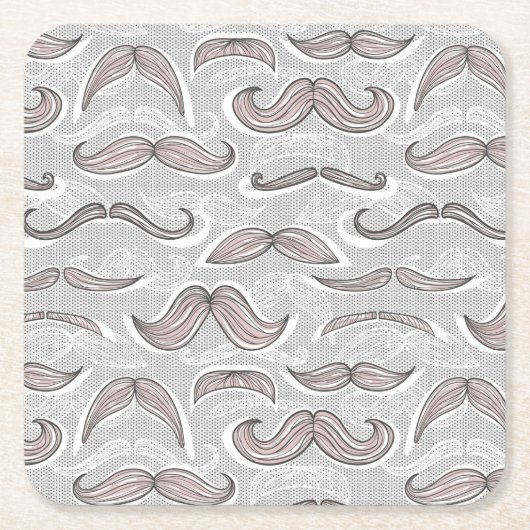 Trendy Mustache Pattern Kartonnen Onderzetters (Voorkant)