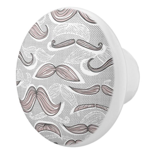 Trendy Mustache Pattern Keramische Knop (Rechts)