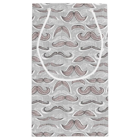 Trendy Mustache Pattern Klein Cadeauzakje (Achterkant)