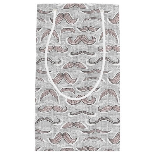 Trendy Mustache Pattern Klein Cadeauzakje (Voorkant)