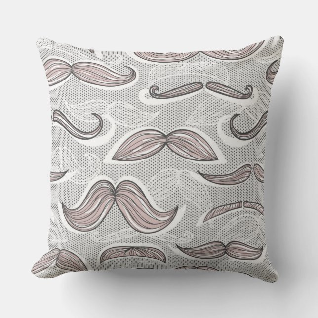 Trendy Mustache Pattern Kussen (Voorkant)