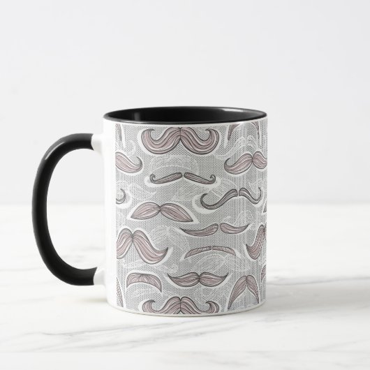 Trendy Mustache Pattern Mok (Links)