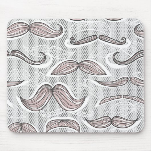 Trendy Mustache Pattern Muismat (Voorkant)