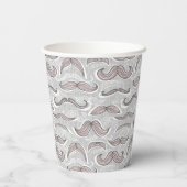 Trendy Mustache Pattern Papieren Bekers (Achterkant)