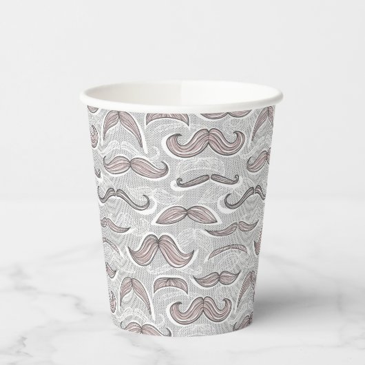 Trendy Mustache Pattern Papieren Bekers (Links)