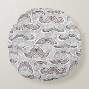 Trendy Mustache Pattern Rond Kussen