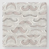Trendy Mustache Pattern Stenen Onderzetter (Voorkant)