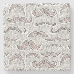 Trendy Mustache Pattern Stenen Onderzetter