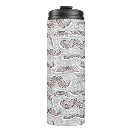 Trendy Mustache Pattern Thermosbeker (Voorkant)
