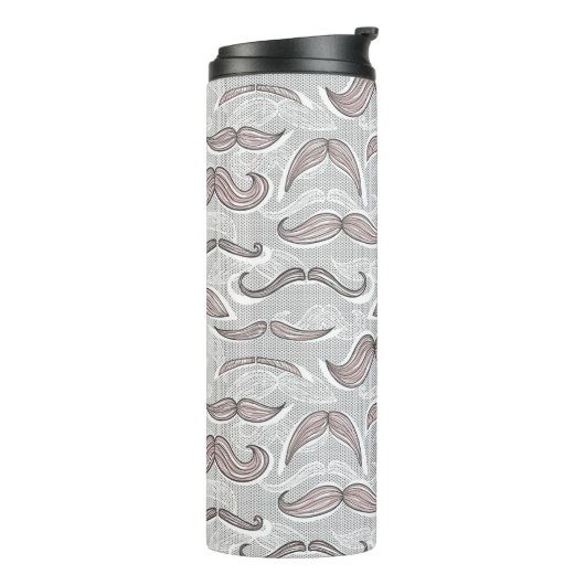 Trendy Mustache Pattern Thermosbeker (Gedraaid links)
