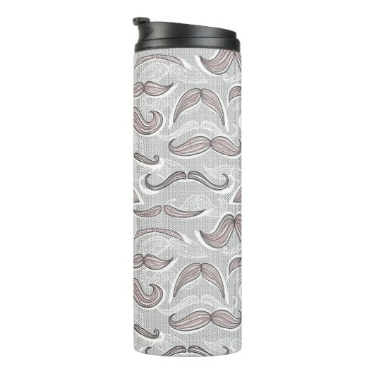 Trendy Mustache Pattern Thermosbeker (Geroteerd rechts)