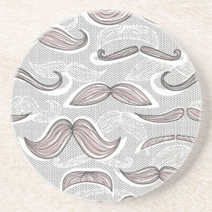 Trendy Mustache Pattern Zandsteen Onderzetter