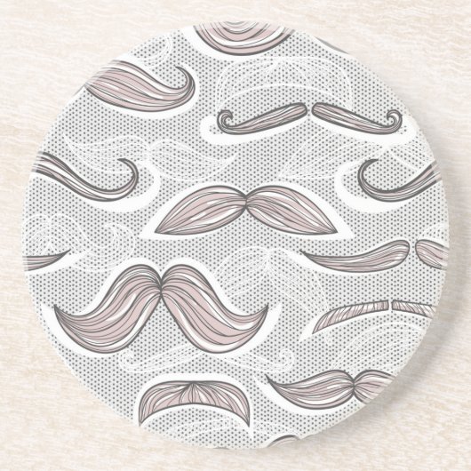 Trendy Mustache Pattern Zandsteen Onderzetter (Voorkant)