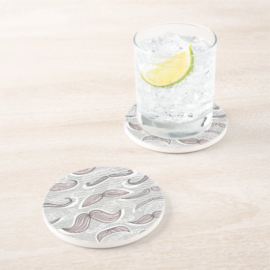 Trendy Mustache Pattern Zandsteen Onderzetter (Zijkant)