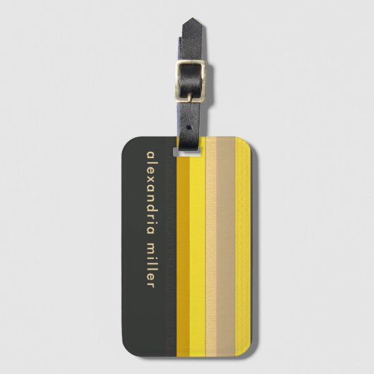 Trendy Mustard Color Block Stripes Bagagelabel (Voorkant (verticaal))